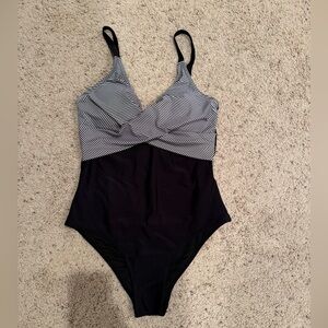 Striped Navy and White Swimsuit